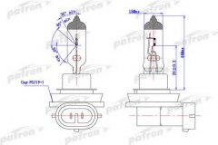 Лампа галогенная H8 12V 35W PGJ19-1 для NISSAN TIIDA седан (SC11) 1.5 dCi 2007-2012, код двигателя K9K,K9K278, V см3 1461, кВт 78, л.с. 106, Дизель, PATRON PLH81235